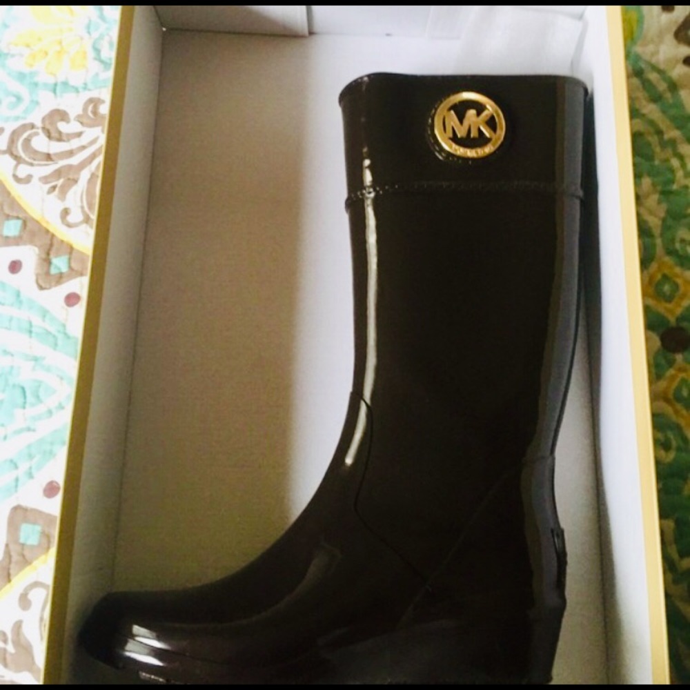 Michael Kors Women’s Tall Rain-boots Brown/Gold